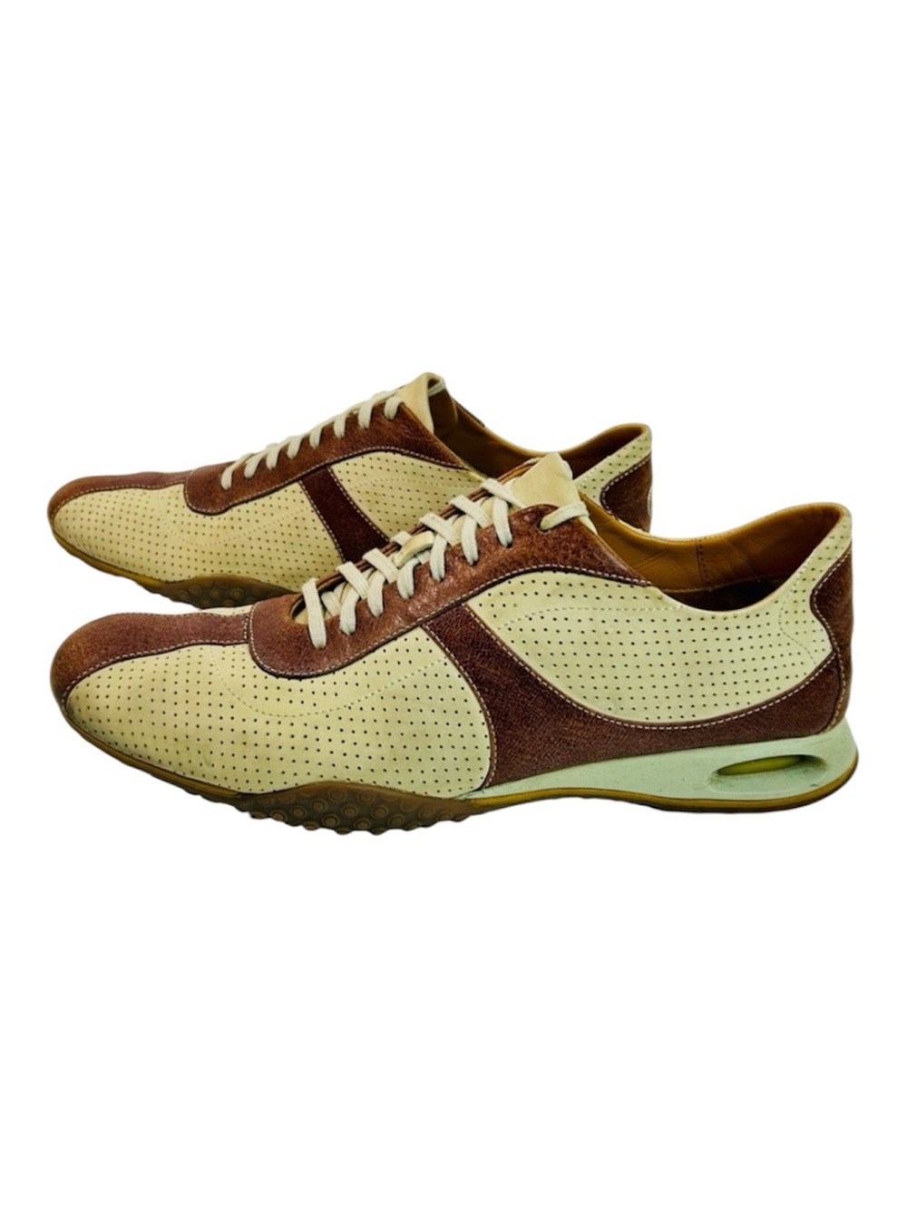 Cole Haan Nike Air Sneakers in Beige Suede and Brown Leather size 11